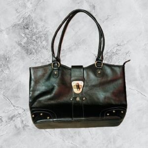 Etienne Aigner Signature Corner Office Tote in Black Leather